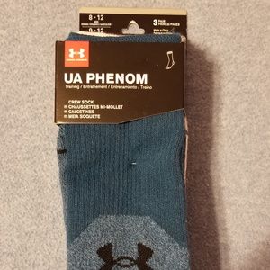 Under Armour UA Phenom Crew Socks 1pk/3pairs NWT